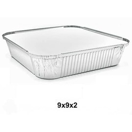 Ayn Al Madina Aluminum Foil Food Storage Containers with Lids Pack of 50-9x9x2 (22.86 x 22.86 x 3.81cm), Mini Loaf Pans, Oven Trays - Food Container for Meal Prep, Takeaway, and Airfryer Cooking