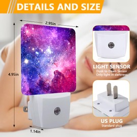 GANTINIR Purple Galaxy Space Night Light, Plug-into Nightlight White LED Lamp, Energy Efficient Decor Desk Lamp for Bedroom Hallway Stairs Bathroom