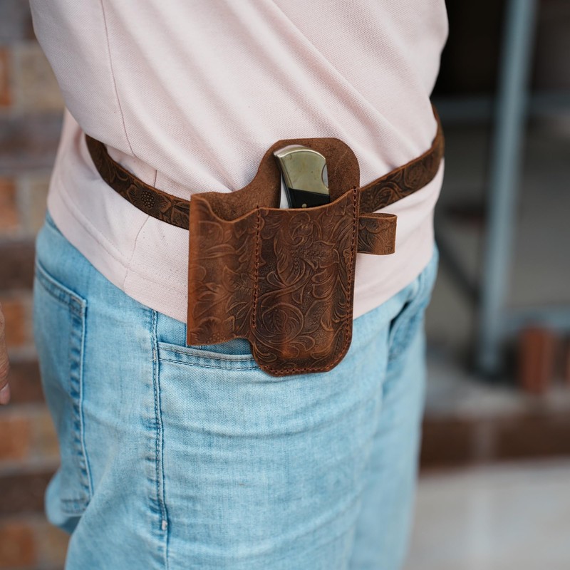 JJNUSA Multitool Leather Folding Pocket Leather Knife Sheath for 4"