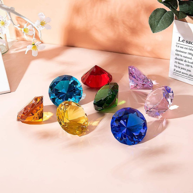 LONGWIN 80mm(3.1 inch) Crystal Diamond Paperweight Ornament Home Venue Decorations