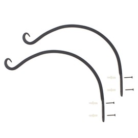 7Penn Hanging Plant Bracket 2-Pack Curved 14in Plant Hook Wall Plant Hanger, Windchime Hanger, Bird Feeder Hook