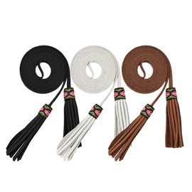 TeeYee Women's Fashion Belt Set AdjustableLeather Waist Belt Woven Knitted Waist Belt/Rope/Chain Belt Tassel Rope Skinny Belt for Skirt Dress Party Pack of 3 258blacktanwhite
