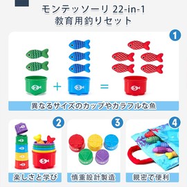 Montessori Shape Matching Fishing Toy 22 in 1 Cloth Fishing Game Set 1 2 3 4 Years Old Early Development Fingertip Training Educational Toy Counting, Sorting Colors, Learn Shapes Safe Design for
