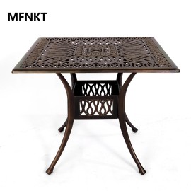 MFNKT 35.4" Cast Aluminum Dining Table, Bistro Table with 2.0” Umbrella Hole
