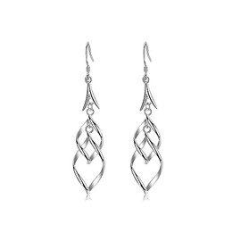 Linear Swirl Wire Earrings For Women dangling Boho Dangle Drop Silver Earrings Eiffel