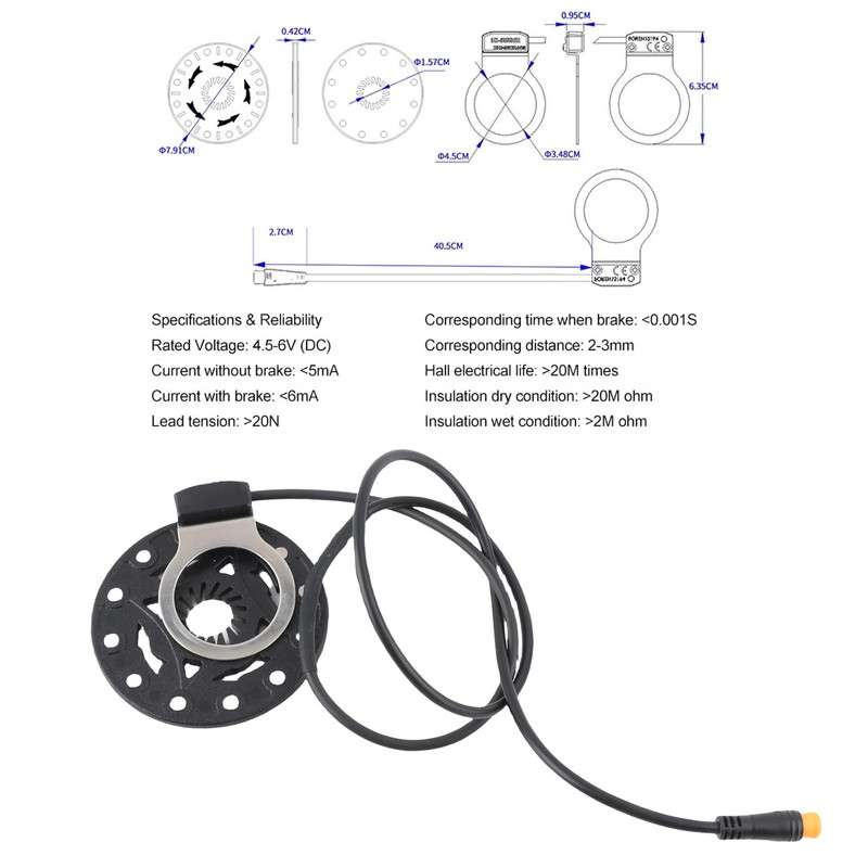 Moofey Hall Effect Sensor, Pedal Assist Kit, 12 Magnets Right