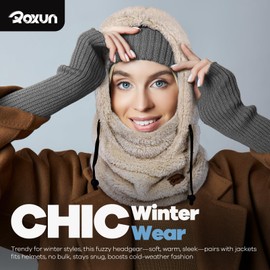 ROXUN Ski Mask Fleece Balaclava, Windproof Face Mask Winter Warm Neck Cover Helmet Hood for Men Women Blush Pink