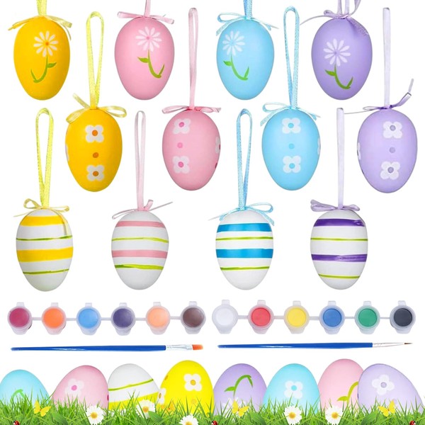 WOGOPRO Easter Eggs for Hanging, Pack of 24 Colourful Easter