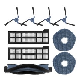 9 Pcs Replacement Parts kit Compatible with eufy X10 Pro Omni Vacuum Robot, 1 Main Roller Brush 4 Side Brushes 2 HEPA Filter 2 Mop Pads
