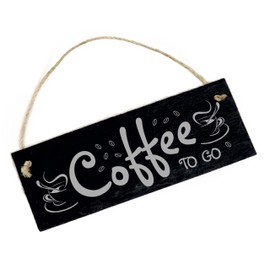 Coffee To Go Sign Made of Slate Engraved Sale Coffee to Take Away - Coffee Decoration Coffee Drinker Kitchen Door Sign 22 x 8 cm