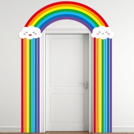 3 Pcs Rainbow Birthday Party Porch Banner Rainbow Cloud Door Hanging Decoration Colorful Party Hanging Banner Porch Signs Backdrop for Home Classroom Door Baby Shower Photo Booth Props Wall Decor