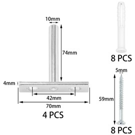 4 Pieces Heavy-Duty Floating Shelf Brackets with Mounting Screws,Solid Steel Hidden Shelf Supports (Silver, 3 inch)