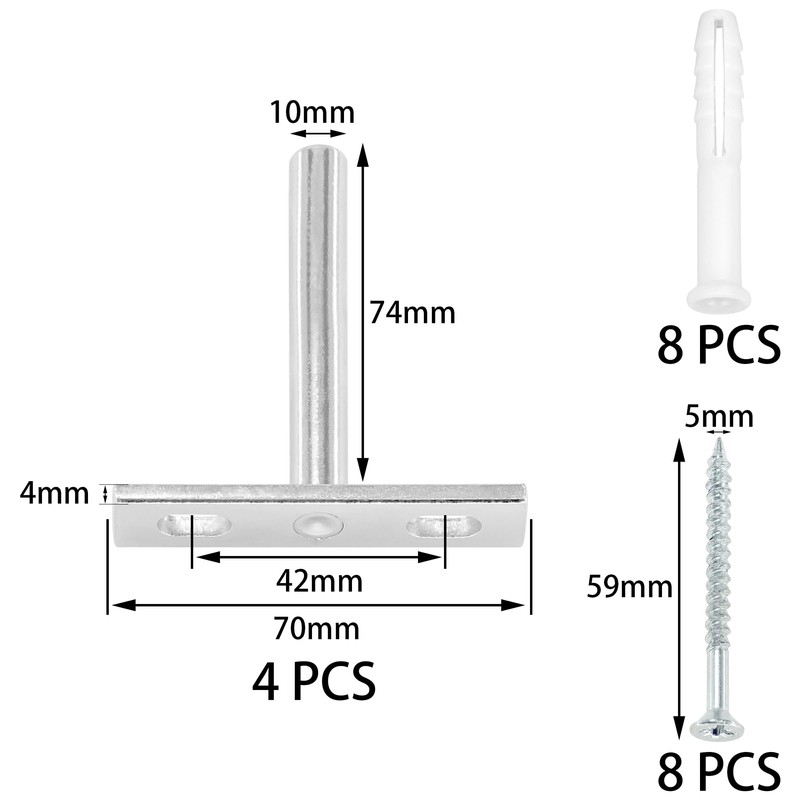 4 Pieces Heavy-Duty Floating Shelf Brackets with Mounting Screws,Solid Steel