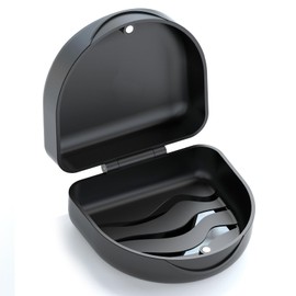 BVN BVN Retainer Case Denture Box: Slim Braces Case,Denture Baths,Orthodontic Dental Case, Mouth Guard Case, Denture Box, Teeth Aligner Case, Night Guard Case Container Storage Holder Black.