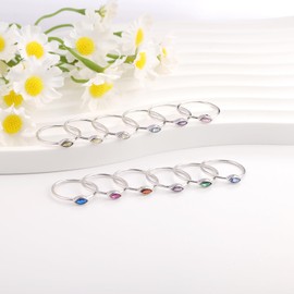 Wenansly Stackable Birthstone Ring for Mother - 925 sterling silver 12 Month Birthstone Ring Mother Daughter Rings Mothers Day Stackable Birthstone Jewelry Gifts for Women (Birthstone May, 7)