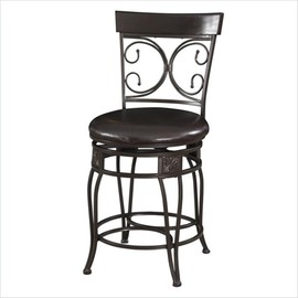 BOWERY HILL Bar Stool Chair in Bronze | Seat Height 41.75" | with Rotating Round Seat, Footrest, Backrest | Indoor for Dining Room Kitchen Counter Table | Max Weight: 400 lbs