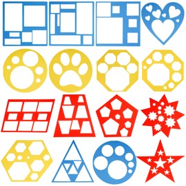 ZEAYEA 32 Pieces Geometric Shapes Stencils, Drawing Stencils for Learning and Tracing Shape, Colorful Kids Drawing Templates for Painting, Arts and Crafts, Home School and Classroom Supplies