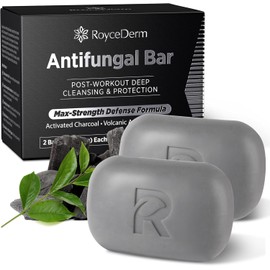Roycederm Jabón Antimicótico Para Pieles Sensibles: Barra Medicada Para Pie De Atleta, Tiña Inguinal Y Tiña Con Aceite De Árbol De Té, Carbón Vegetal Y Ceniza Volcánica.