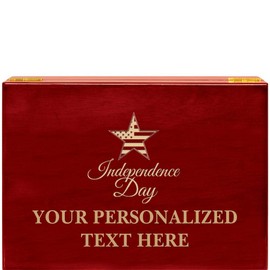 Crown Awards Independence Day Rosewood Humidor Gift, Customize with Your Own Text Engraving