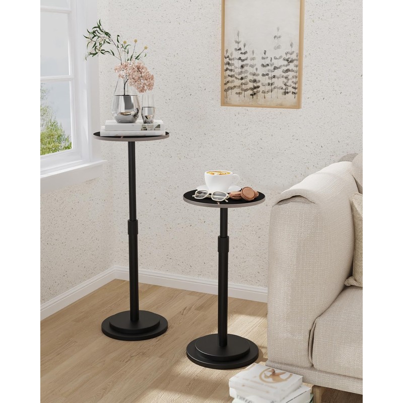 GUOHNHE Height Adjustable Drink Table, Vintage Round Indoor Metal Plant