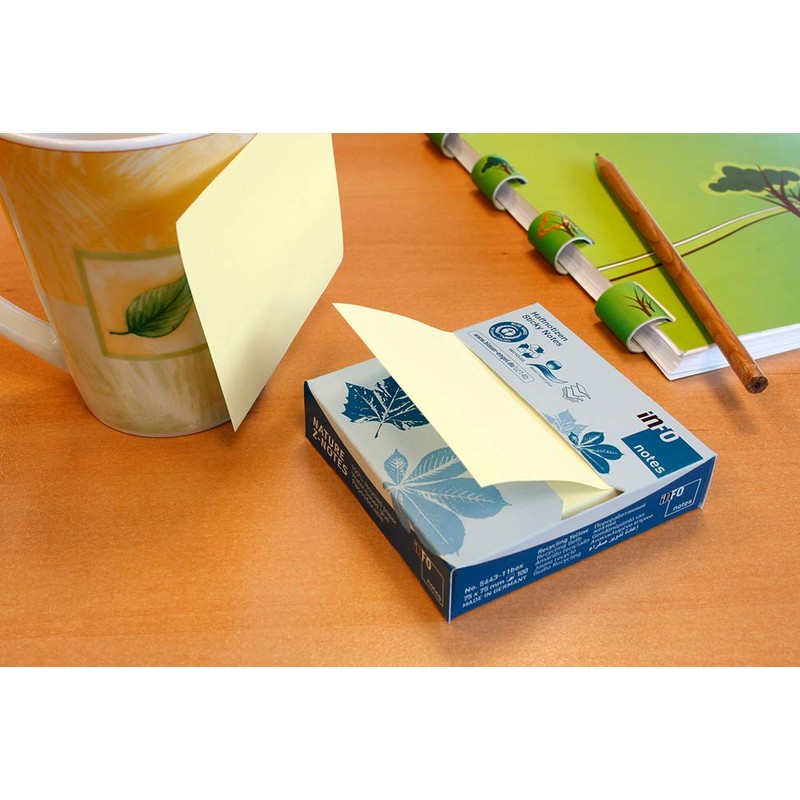 inFO Notes Recycled Sticky Notes in Z Fold, 75 x