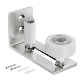 SMARTSTANDARD Sliding Barn Door Floor Guide for Bottom Adjustable Roller - 8 Setup Options for DIYers - Flush Design Bottom Flat Barn Door Floor Guide Stay Roller (Brushed Nickel) 1PCS