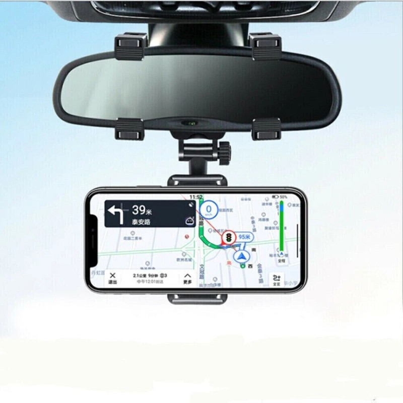 Universal 360 Rotation Car Rear View Mirror Mount Stand GPS