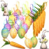 25 PCS Easter Egg Carrot Hanging Ornaments With Green Grass