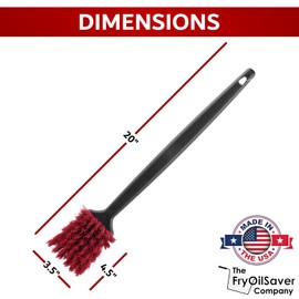 20" Deep Fryer Cleaning Brush, Up to 425F High Heat Resistant, Pot Cleaning Brush for Kitchen Deep Fryers, Griddle, Grills, Ovens & Waffle Maker for Food Service & Restaurants by FryOilSaver Co. 90049
