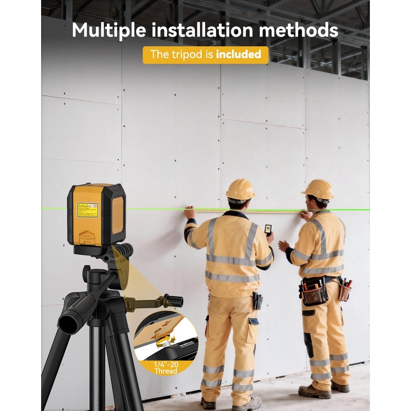 Laser Level with 40” Tripod,100Ft Self-Leveling Green Beam Horizontal and