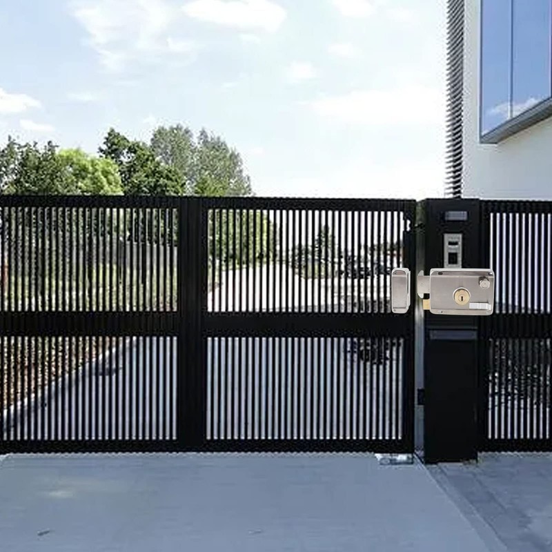 Exterior Mechanical Anti-Theft Lock, Silver Stainless Steel Exterior Gate Lock,