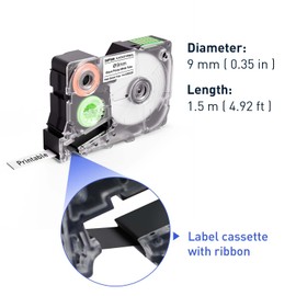 SUPVAN G15M Heat Shrink Tubing, 0.59'' W 4.92' L, Wire, Cable Identification & Repair, 2:1 Shrink Ratio, Black on White