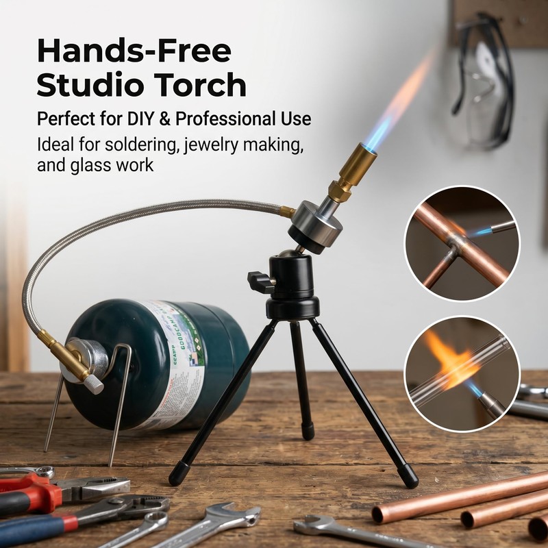 Cybring Propane Torch Head with Adjustable Tripod, Hands-Free Pencil Flame