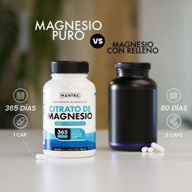Citrato de Magnesio Mantra Nutrition – 365 Cápsulas de 500 mg | Alta Absorción y Eficacia | 1 Cápsula al Día | Magnesio Natural para Estrés, Energía y Sueño Reparador