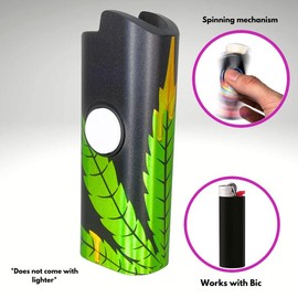 FLKR LYTR: Green Drip Fidget Spinning lighter case, works with BIC, High quality polypropylene body for durability creative
