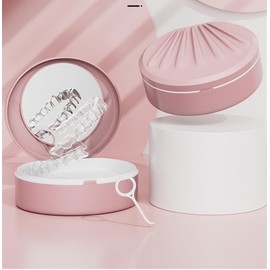 Dental Floss Portable Case with Mirror Portable Bilayer Dental Floss Picks Dispenser for Oral Care Teeth Cleaning Perfect Tool (Pink)