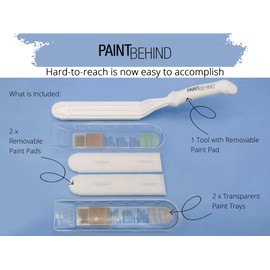 Paint Behind Toilet Tool Nylon Brush and Refill Bundle - Flat Paint Brush Set for Walls, Behind Toilet and Hard to Reach Areas - Painting Supplies for Home Interior Set