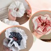 3 Pieces Lace Large Scrunchies,Red Plaid Double Layer Embroidery Fluffy