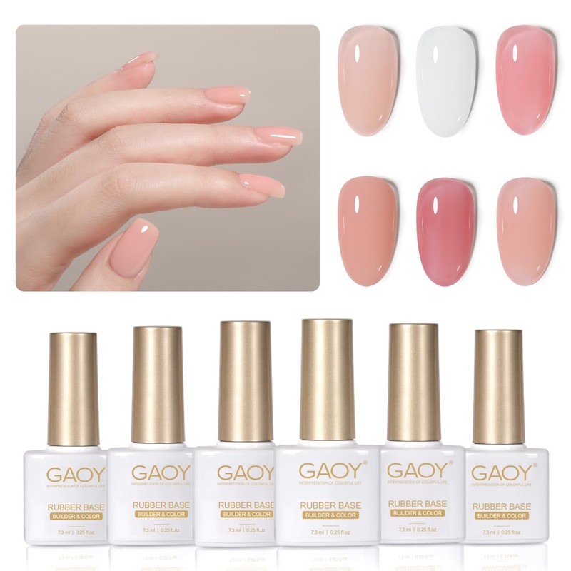GAOY 6 Colors Rubber Base Gel Set, Jelly Builder Base