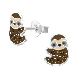 Sloth Earrings with Crystal Stones - 925 Sterling Silver