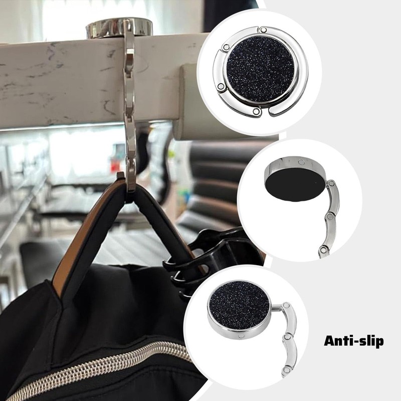 LunarCharm 3 Pack Foldable Bag Hooks for Table, Foldable Hooks
