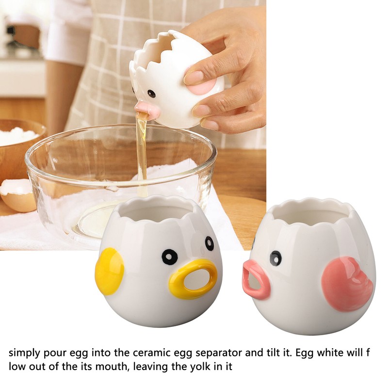 2pcs Egg Separator Ceramic Chicken Shaped Egg Yolk White Filter