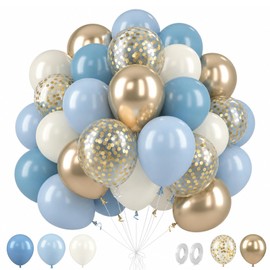 Dusty Blue Balloons, 62PCS Birthday Balloons Pack 12 Inch