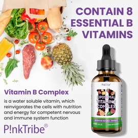 Liposomal Vitamin B Complex Liquid Drops - 60ml, High Potency B Vitamin Supplement for Energy Support & Nervous System Health (Pack of 4)