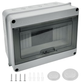 Surface-Mounted Distribution Board, IP65 Waterproof Fuse Box, with Door, 1-Row, for 8 Modules, for Garden or Outdoor Use, Complies with Wet Room Standard