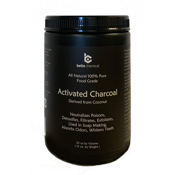 Large - Less-Mess Jar Coconut Activated Charcoal Powder - Bulk - Food Grade, Kosher, NSF - Teeth Whitening, Facial Scrub, Soap Making