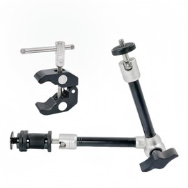 Clamp w/ 1/4" and 3/8" Thread and 9.8 Inches Adjustable Friction Power Articulating Magic Arm