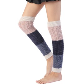 YAMEE Leg Warmers for Women Winter, Leg Warmers Knee Warmers Knitted Winter Leg Warmers Long Socks Knee Socks for Women Girls, a