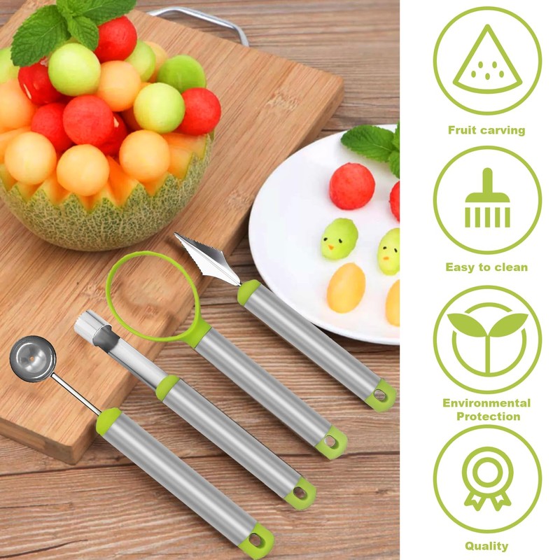 ELNLE Fruit Tool Melon Cutter Balls Stainless Steel Melon Spoon