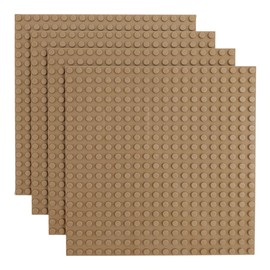 Q-Bricks Classic Building Plates, 20 x 20 cm, Number of Nubs, 16 x 16 cm, Compatible with Most Brands, Set of 4, Colour: Grey Beige